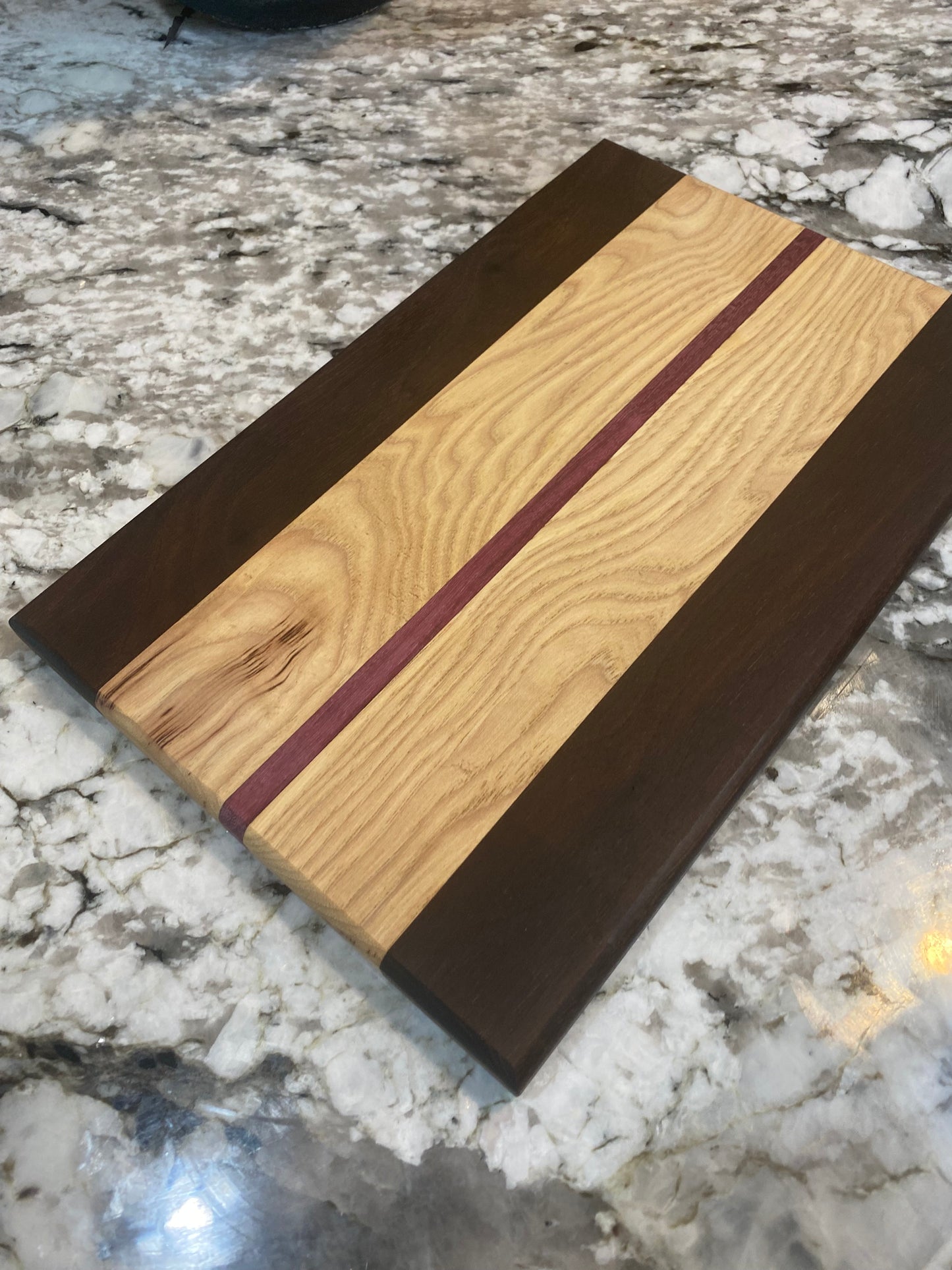 Wood Cutting Board Hickory, Roasted Walnut, Purple Heart