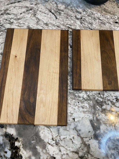 Wood Cutting Board Walnut and Maple 2 Piece Set