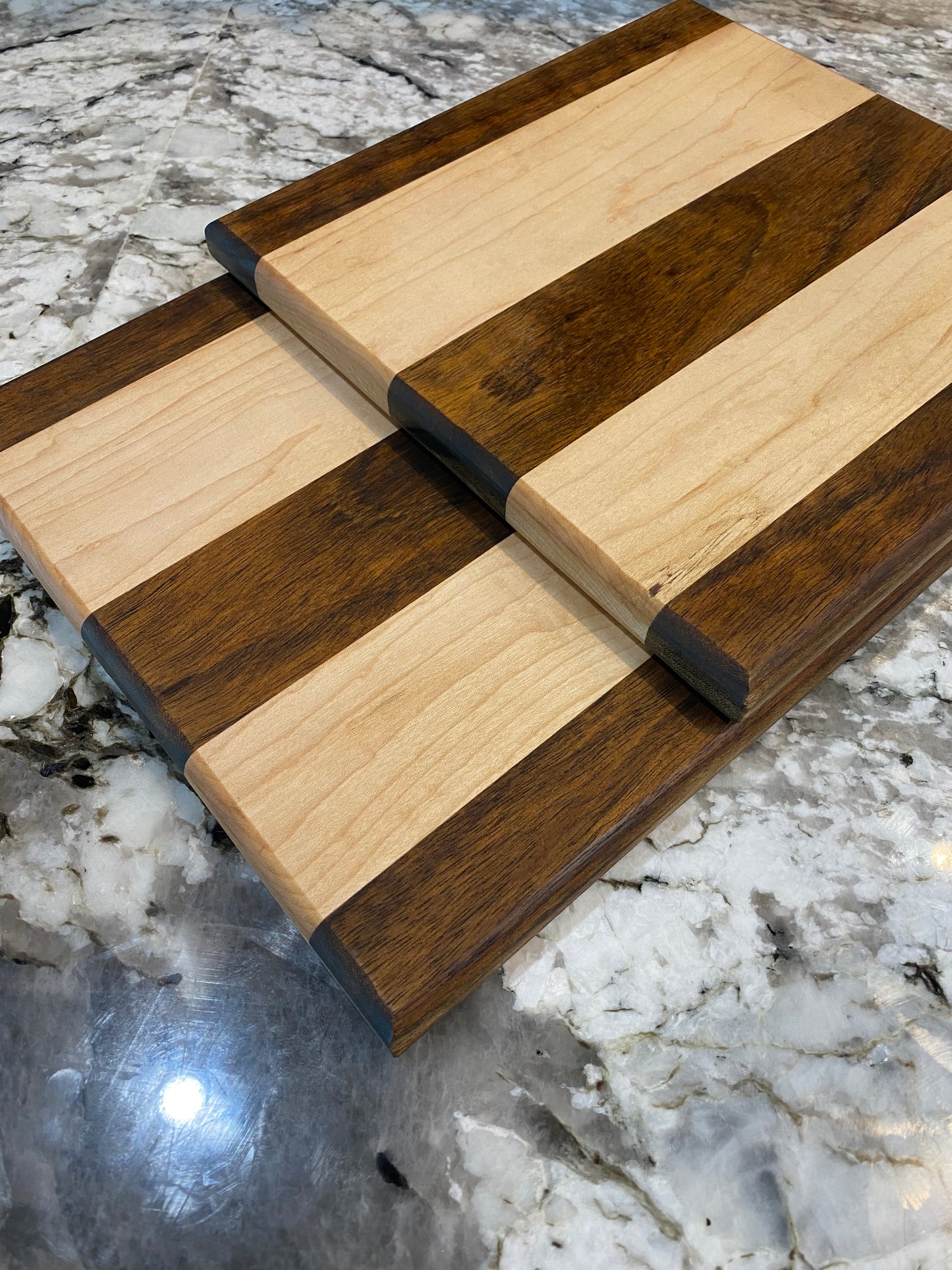 Wood Cutting Board Walnut and Maple 2 Piece Set