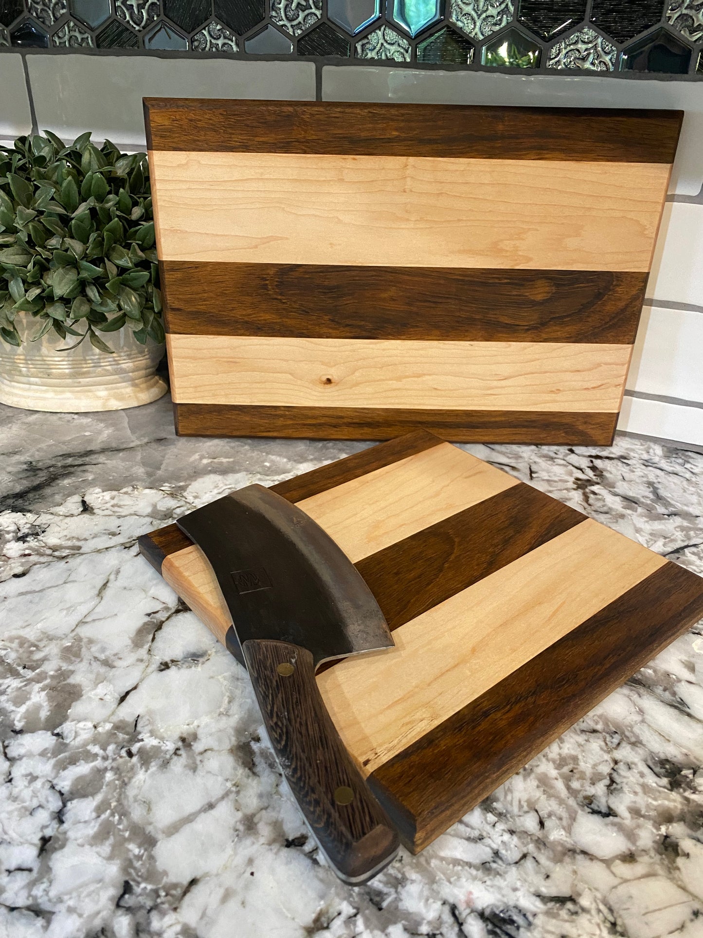 Wood Cutting Board Walnut and Maple 2 Piece Set