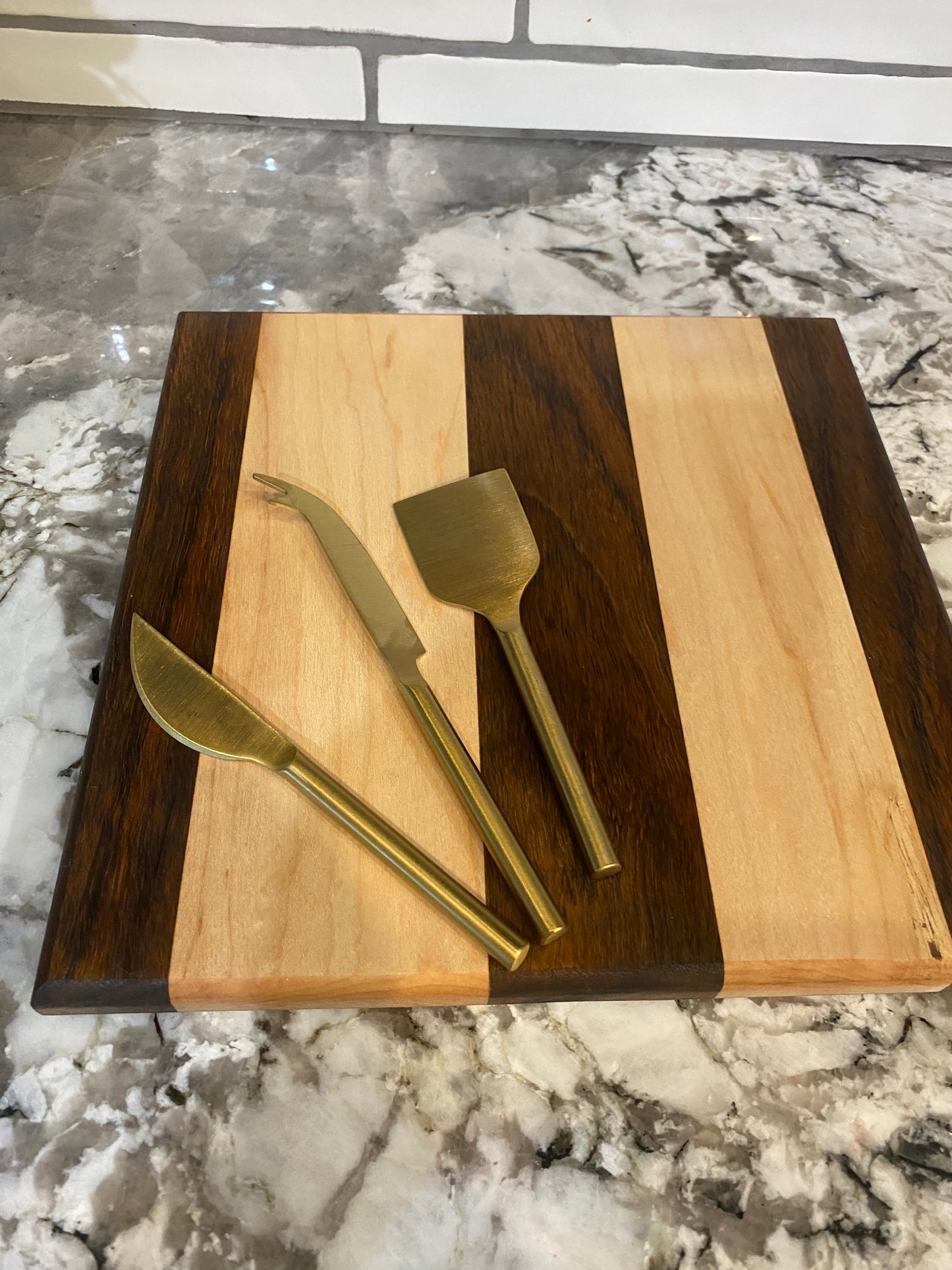 Wood Cutting Board Walnut and Maple 2 Piece Set