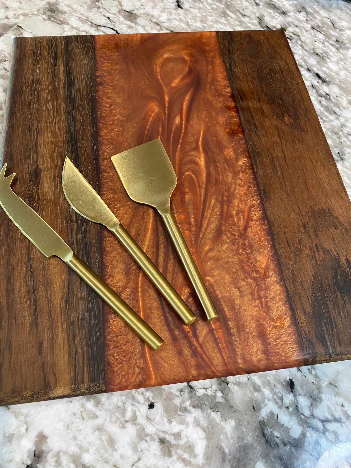 Charcuterie Board Copper Resin and Premium Walnut