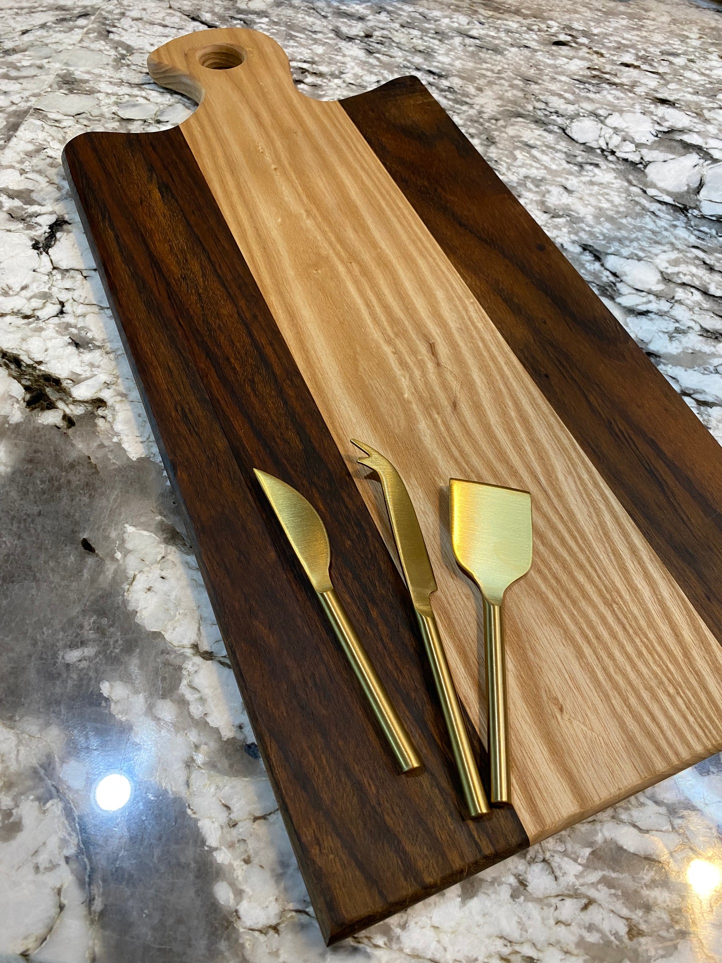 Charcuterie Board Long featuring Hickory and Premium Walnut