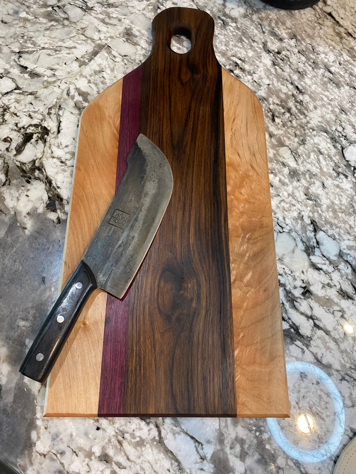 Charcuterie Board Long featuring Morado, Purple Heart and Abrosia Maple