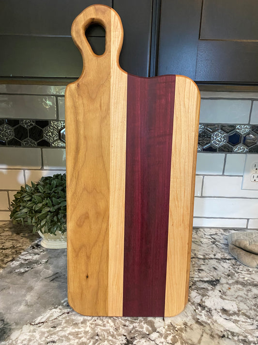 Exotic Purple Heart, Walnut and Maple Charcuterie Board