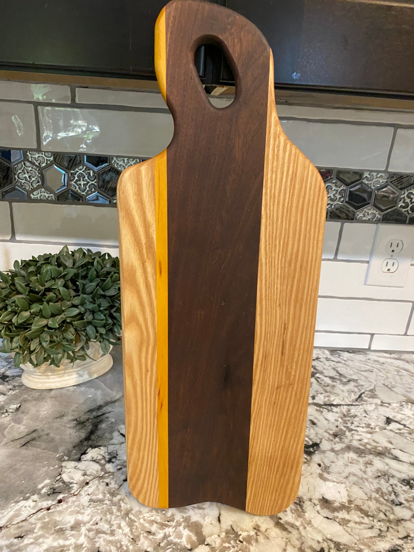 Walnut, Hickory, and Yellowheart Charcuterie Board