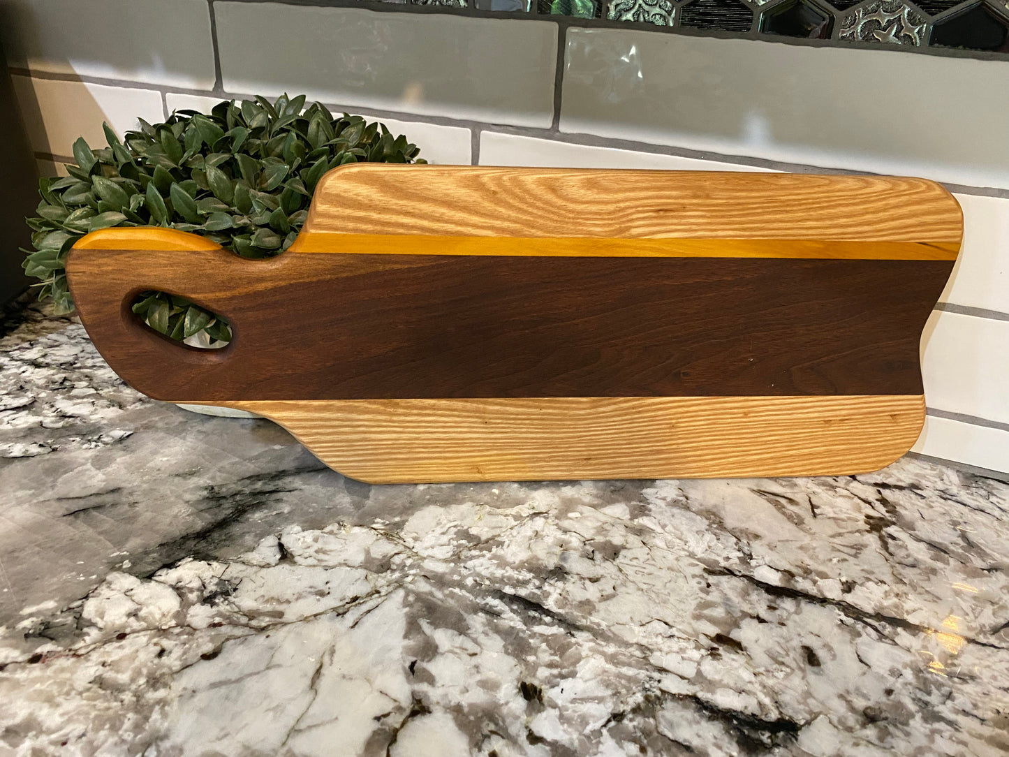 Walnut, Hickory, and Yellowheart Charcuterie Board