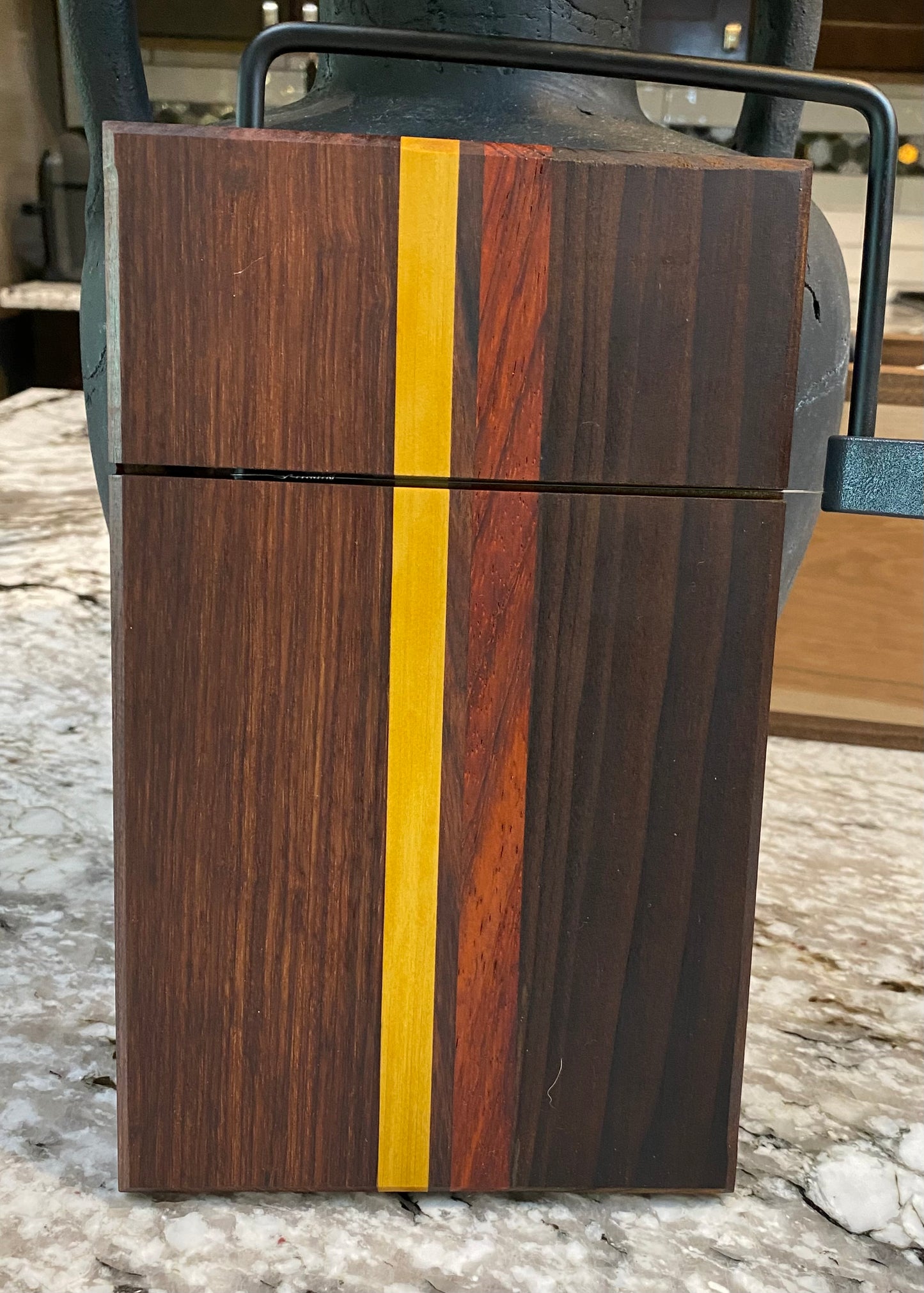 Exotic Wood Cheese Board Cutter with Granadillo, Yellow Heart, Padauk and Roasted Walnut