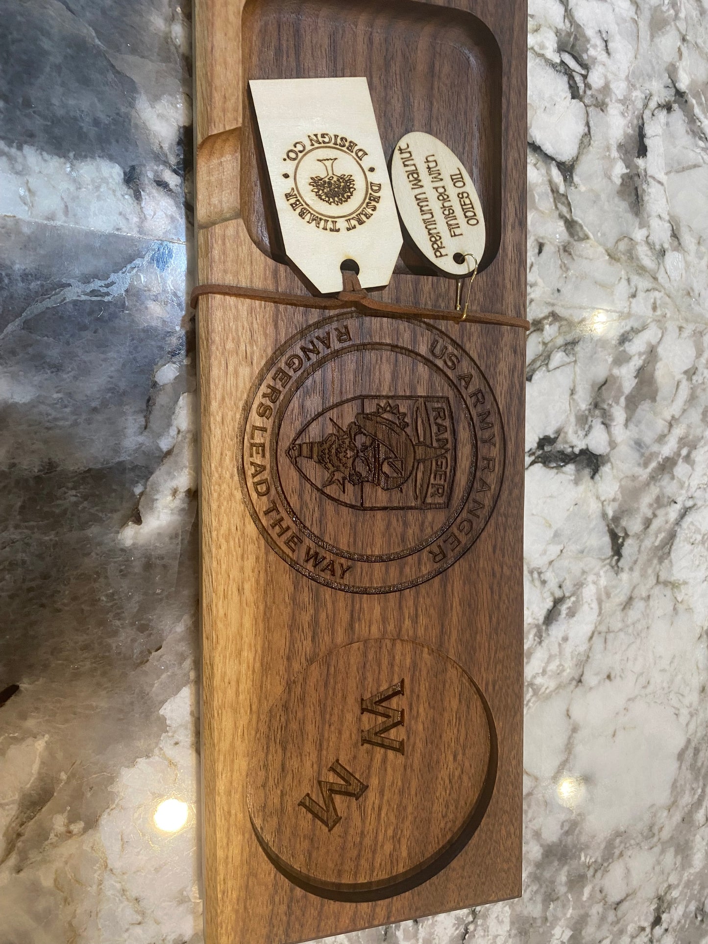 Walnut Beverage Holder with Laser-Engraved Custom Design