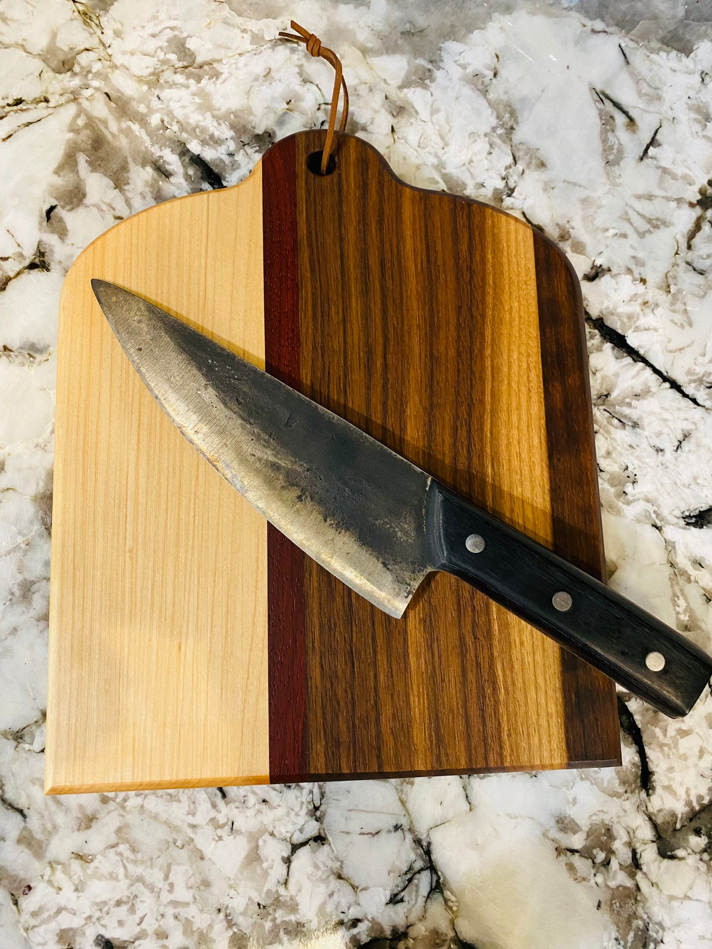 Exotic Wood - Baby Timber cutting board made with Maple, Paduak, Morado and Walnut