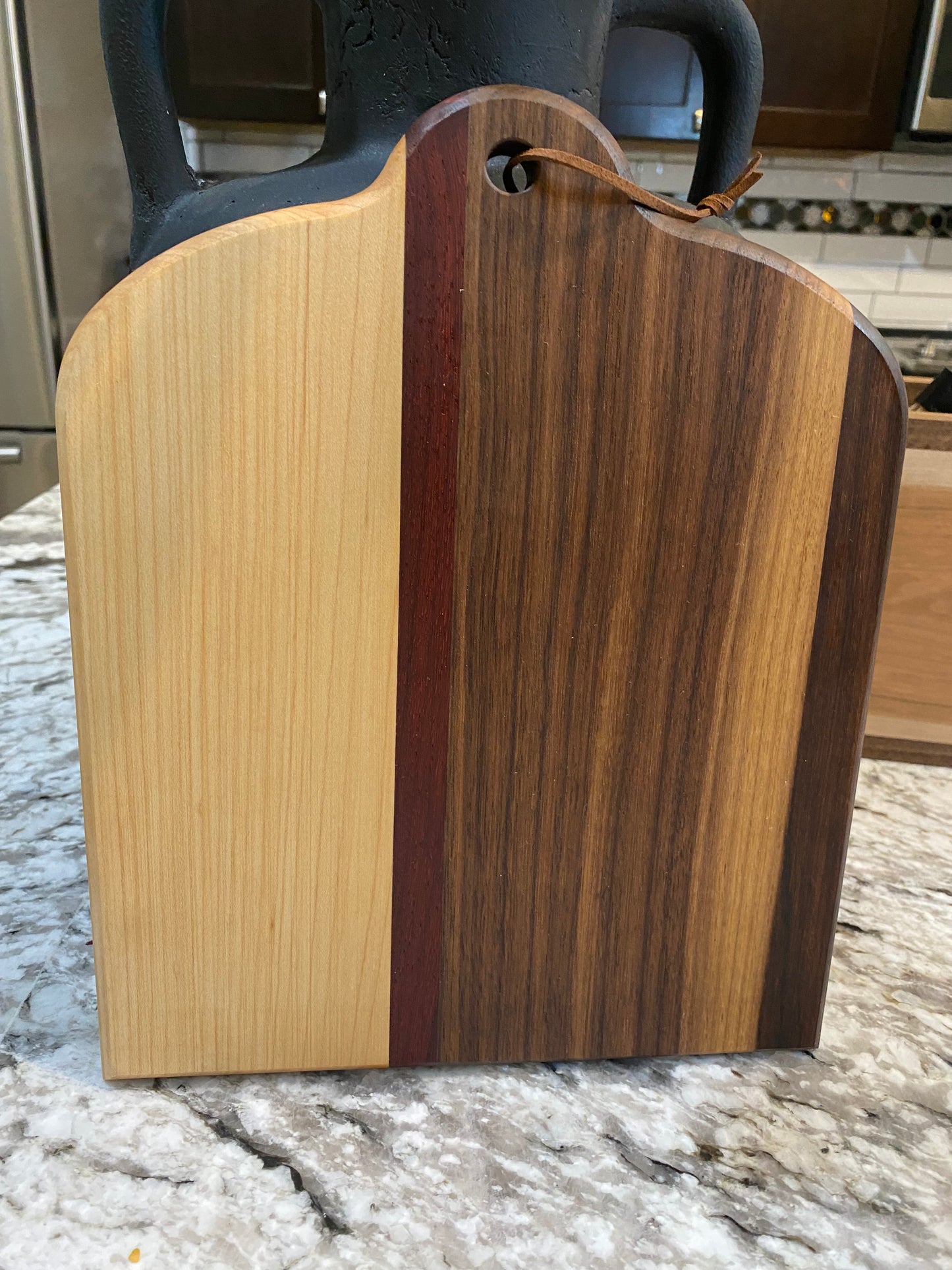 Exotic Wood - Baby Timber cutting board made with Maple, Paduak, Morado and Walnut