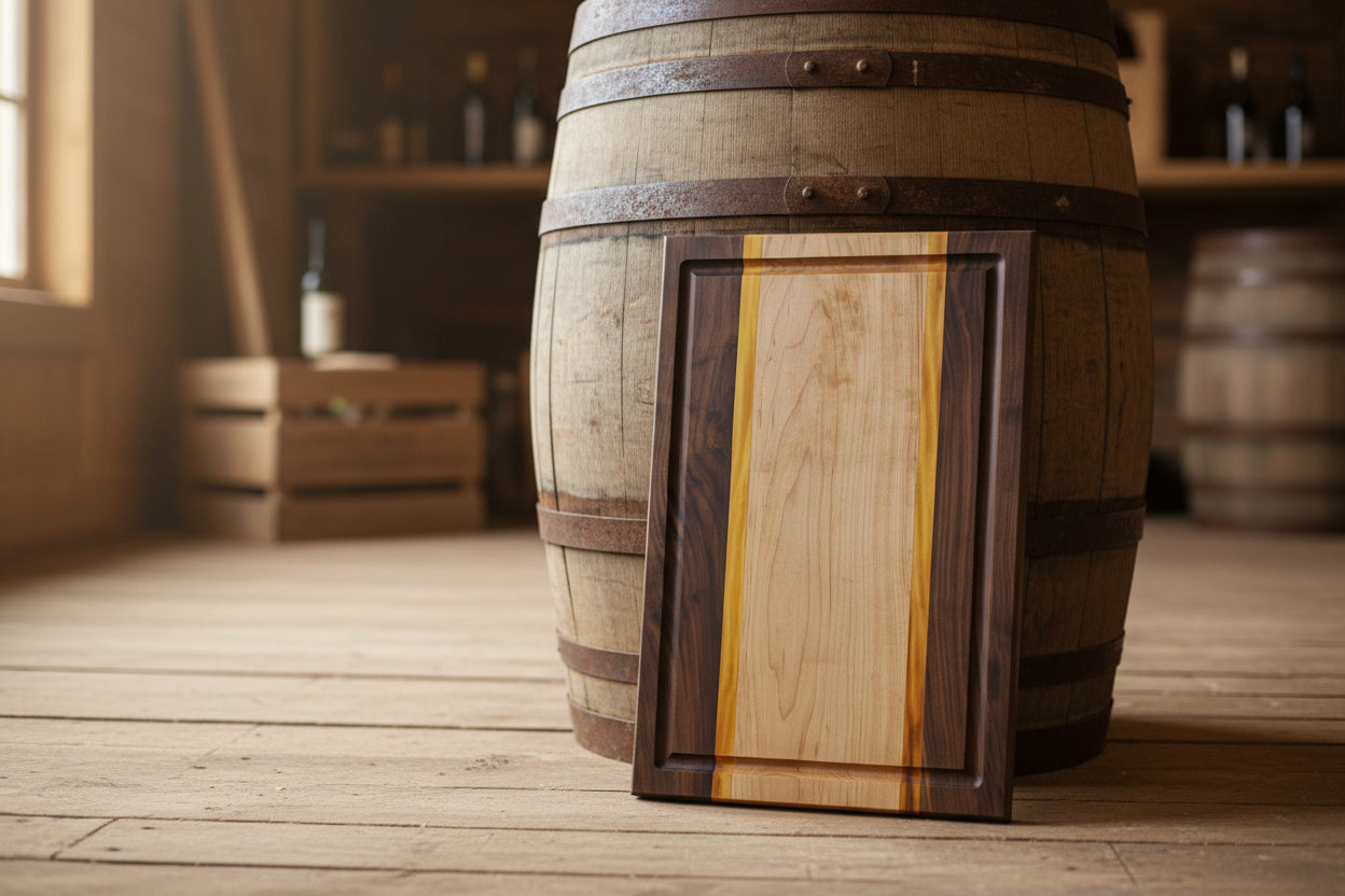 Walnut, Maple &amp; Yellow Heart Cutting Board — 1.25" Thick (Coming Soon)Inquire
