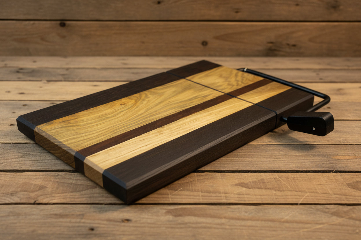 Wood Cheese cutter board with Roasted walnut, hickory and walnut