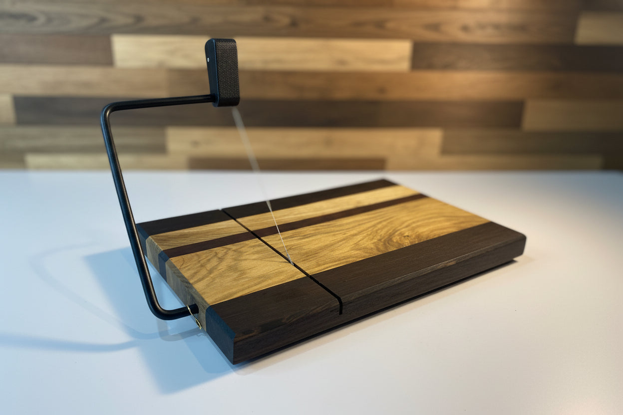 Wood Cheese cutter board with Roasted walnut, hickory and walnut