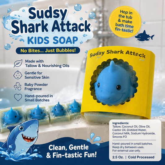 Shark Attack Kids Soap | Tallow Soap | Smores Fragrance | Handmade Artisan Soap