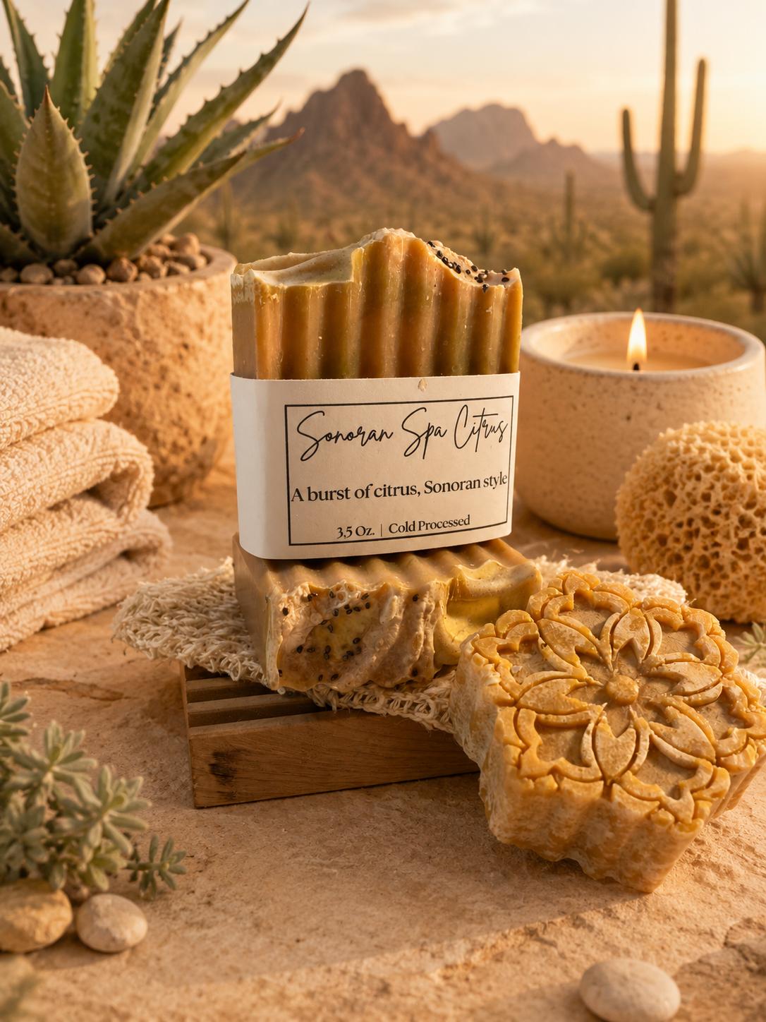 Sonoran Spa Citrus | Tallow Soap | Baja Cactus & Grapefruit Cold Process Soap | Handmade Artisan Soap